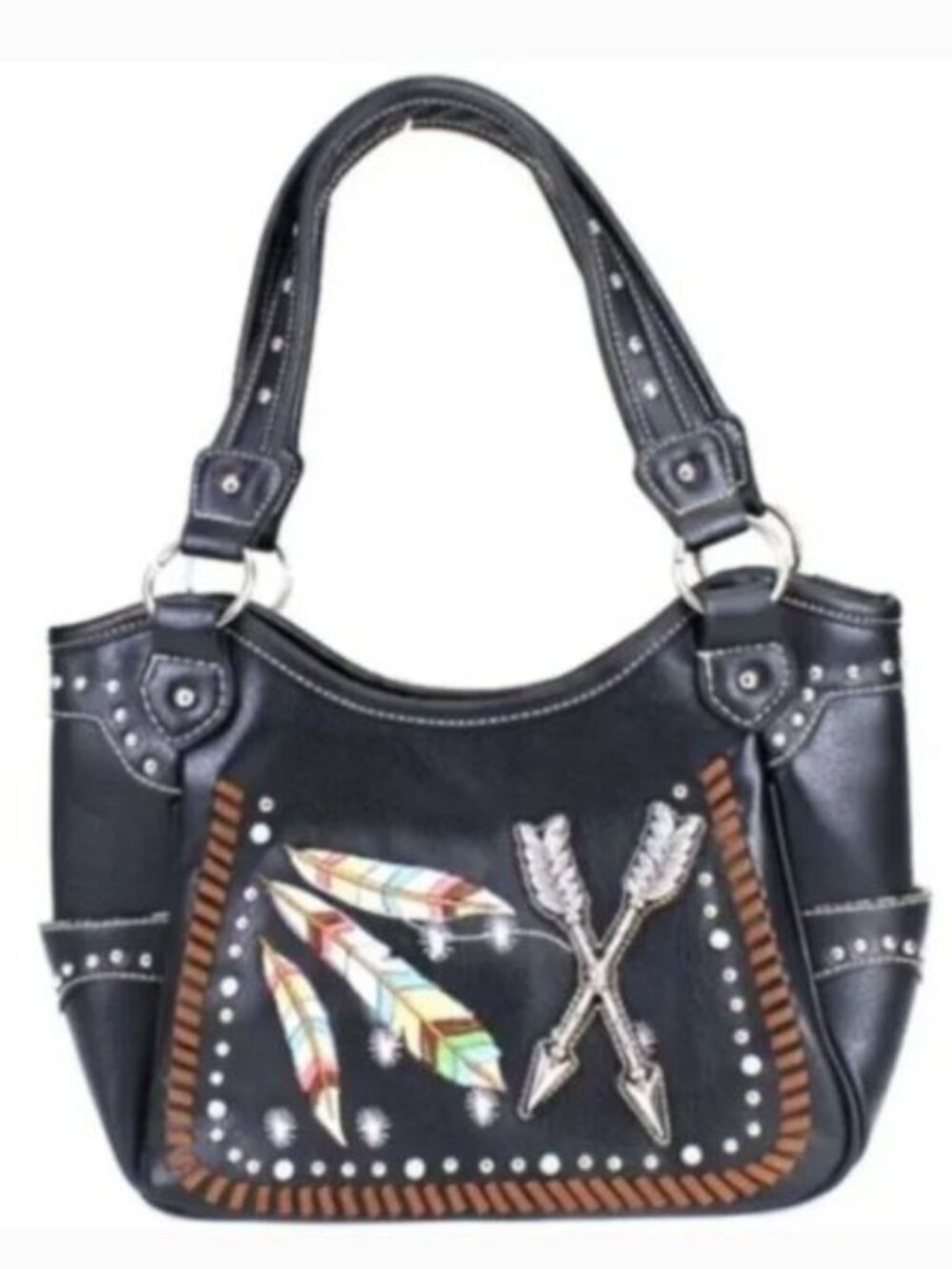 Black Western Feather & Arrow Purse